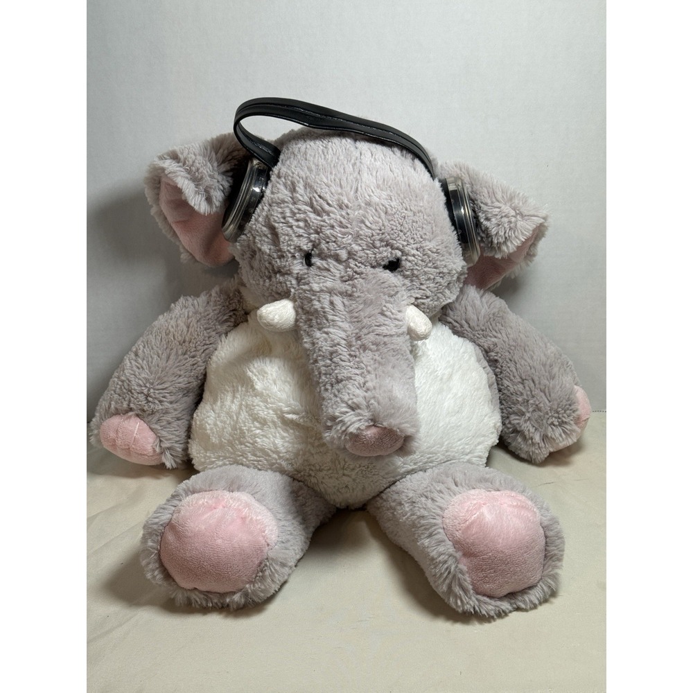iflops Elephant‎ Plush Speaker 21" Gray Pink KOHL'S Stuffed Animal Toy AUX READ!